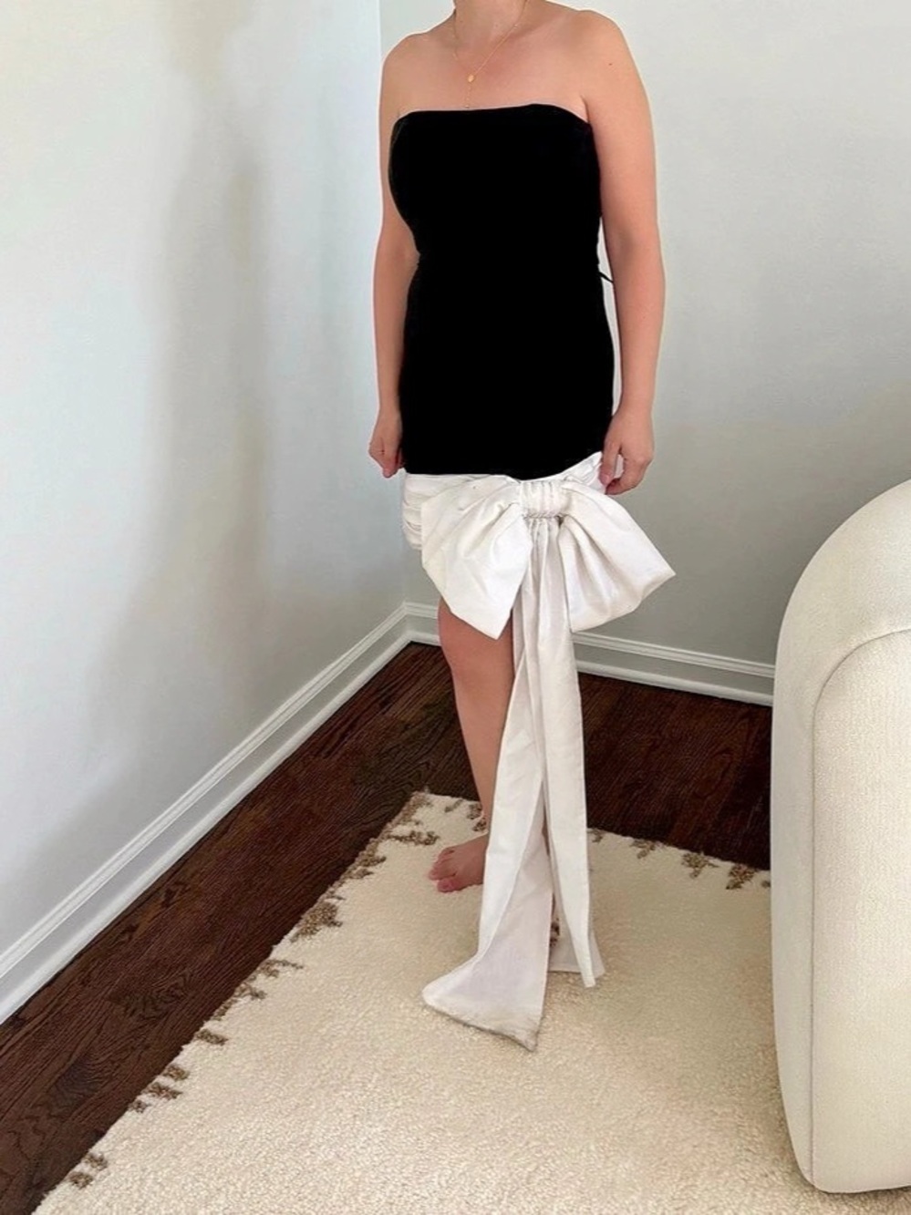 Lulus Strapless Mini Dress Black & White Size 8 Like New
